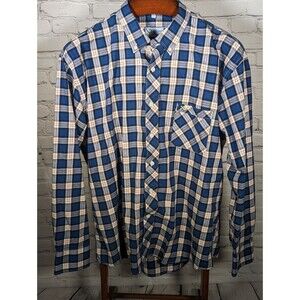 MOJO Sportswear Co Men’s Long Sleeve Blue Plaid XL Fishing Button Shirt